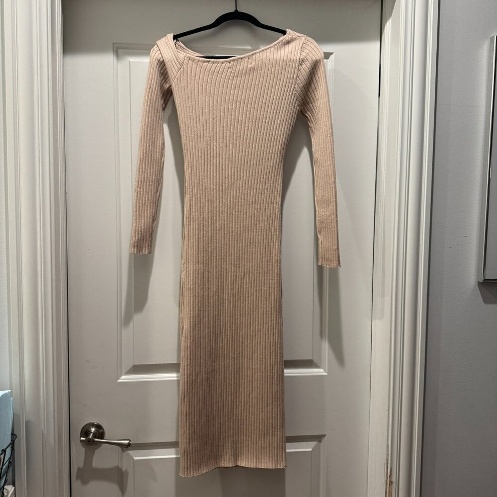 NWT Heartloom Antonia Tan Ribbed Midi Dress Size S - Picture 3 of 12